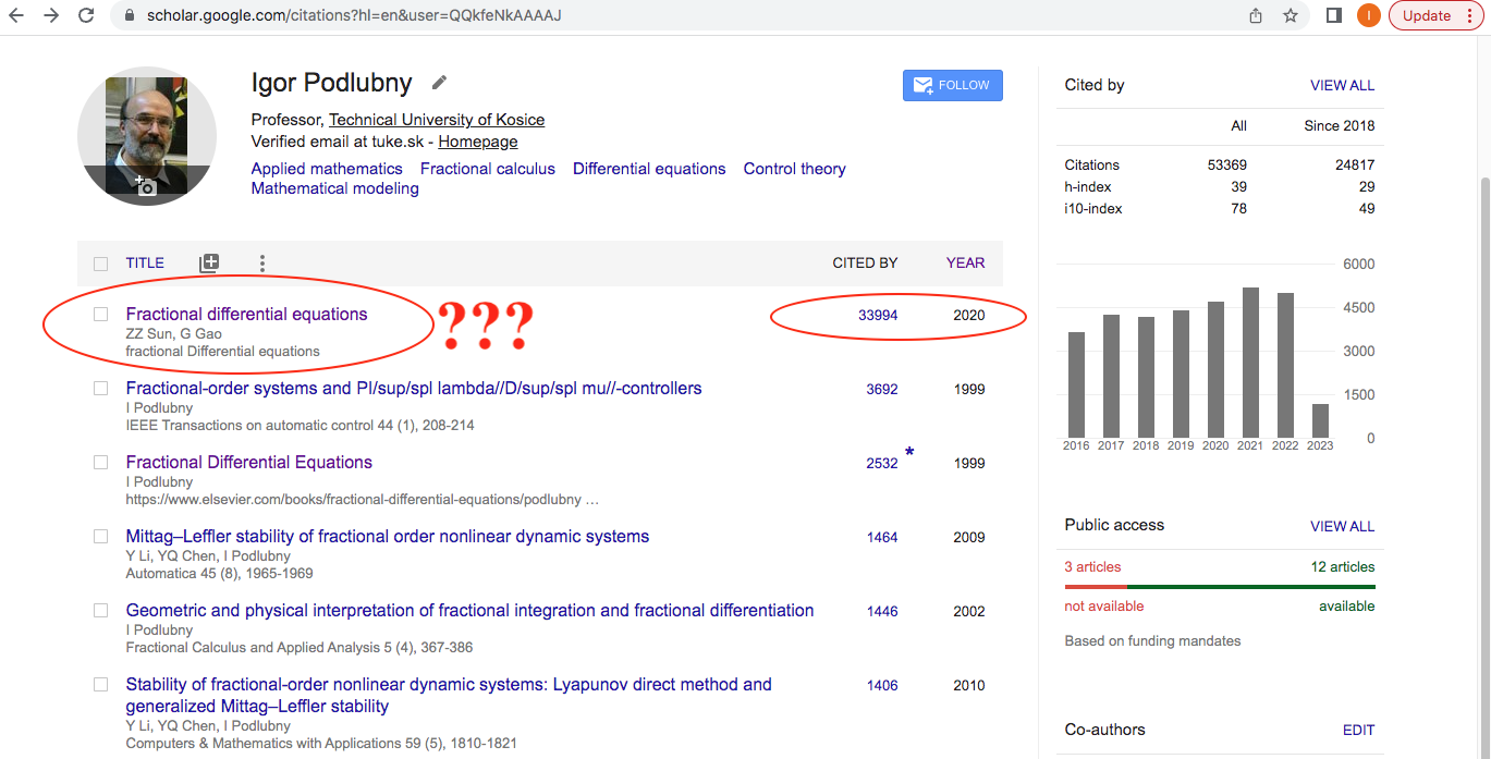 my Google Scholar Citations profile on 2023-01-26